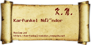 Karfunkel Nándor névjegykártya